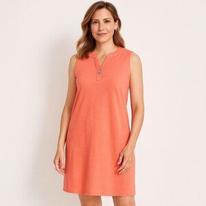 NEW Chicos Womens Ring Neck Knee Length Dress Melon Mambo Stretch Size 0 | S | 4